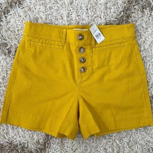 LOFT NWT Saffron Yellow Button Shorts